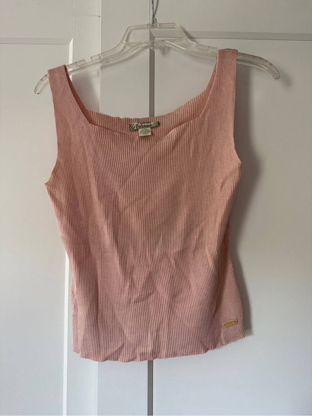 Women’s Tommy Bahama Pink Ribbed Square-Neck Silk Tank Top sz M (8/10)